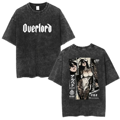 Albedo Overlord Vintage Washed T-Shirt printed anime graphic tee shown from the front