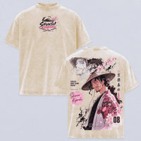Kyoraku Shunsui Bleach Harajuku Vintage Washed T-Shirt featuring bold graphics and soft cotton fabric.