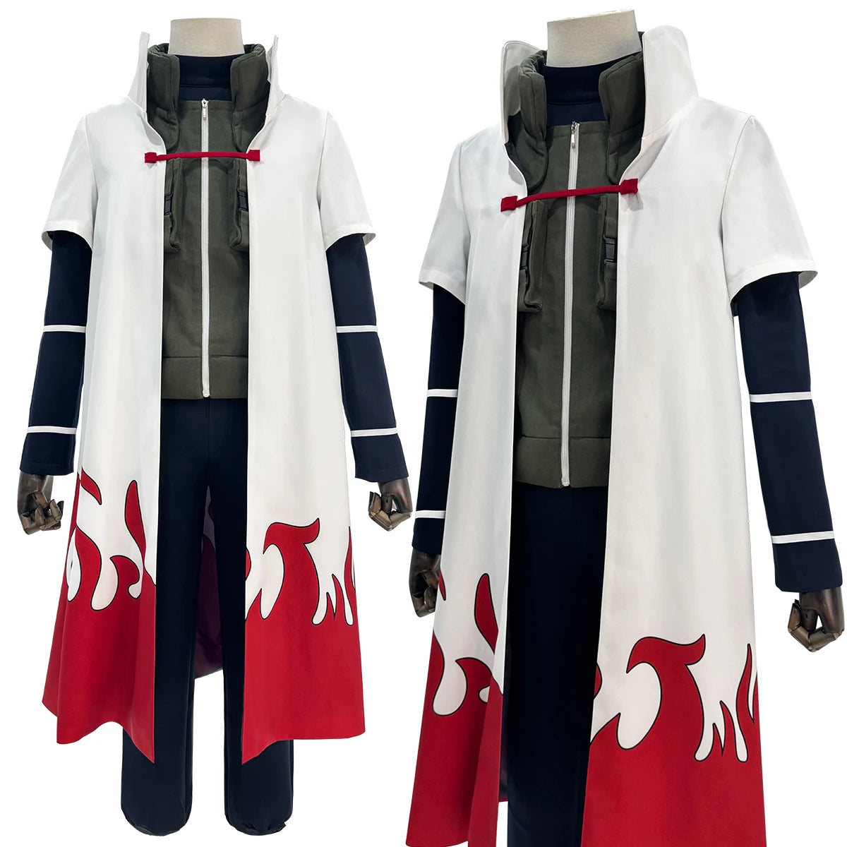 Namikaze Minato Cosplay Costume featuring full set with cloak and detailed design, perfect for fans and conventions.