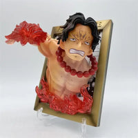 A large, handmade One Piece Three Brothers Statue featuring a 3D photo frame design with young Luffy, Ace, and Sabo for desktop decoration.
