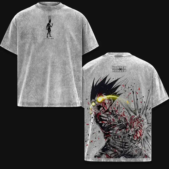 Gon Freecss Hunter x Hunter Manga Washed T-Shirt vintage cotton anime tee front view