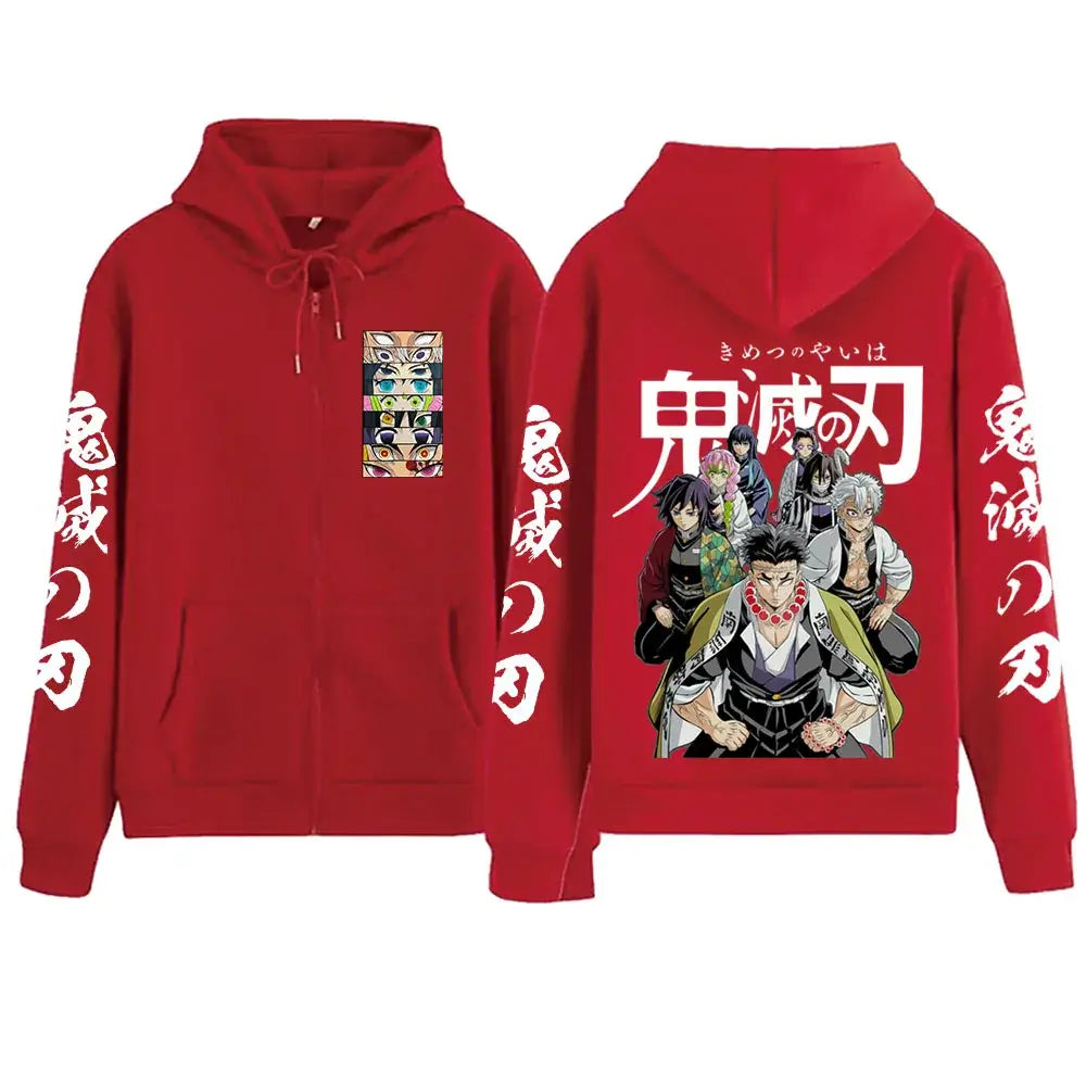 Demon Slayer Zipper Hoodie | 2025 Harajuku Streetwear – Infinite
