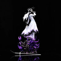 A large 33cm Bleach Ichigo Figure made of PVC, featuring two interchangeable battle forms and Zangetsu sword for anime desktop decoration.