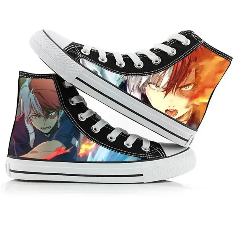 Breathable My Hero Academia Canvas Shoes featuring Izuku Midoriya anime art, designed as comfortable high-top student sneakers.