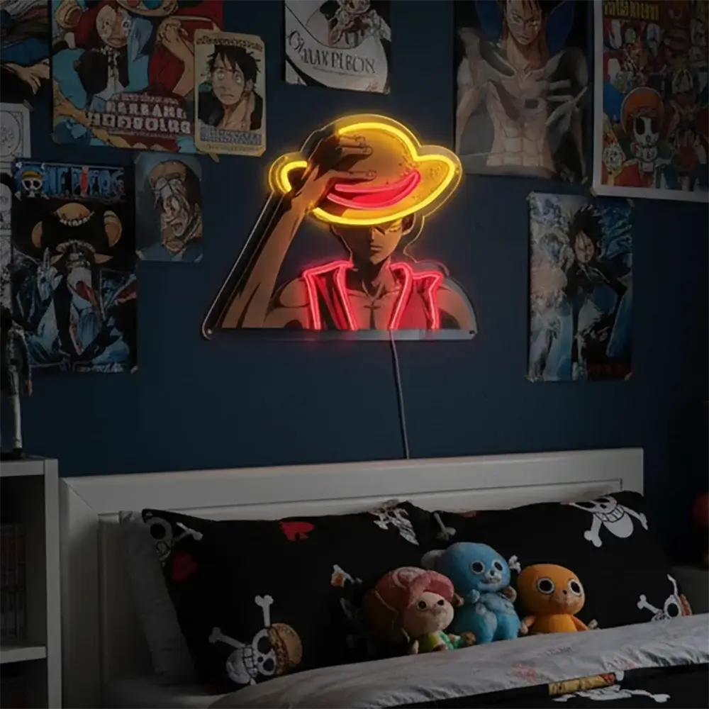One Piece Luffy Acrylic Neon LED Light custom anime sign home decor bar wall art