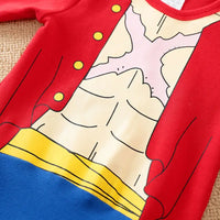 A newborn infant wearing the Baby Anime Costume, a cosplay jumpsuit available in Luffy, Akatsuki, and Vegeta styles.