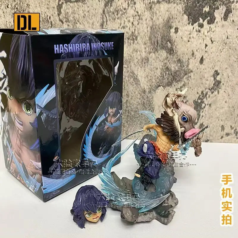 A detailed G5 Robot style Inosuke Action Figure featuring Mecha armor design and dual jagged swords for Demon Slayer collection.