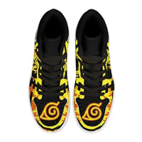 Pair of trendy Naruto High Top Sneakers made of durable PU leather, featuring anime cartoon designs for casual street sports and basketball.