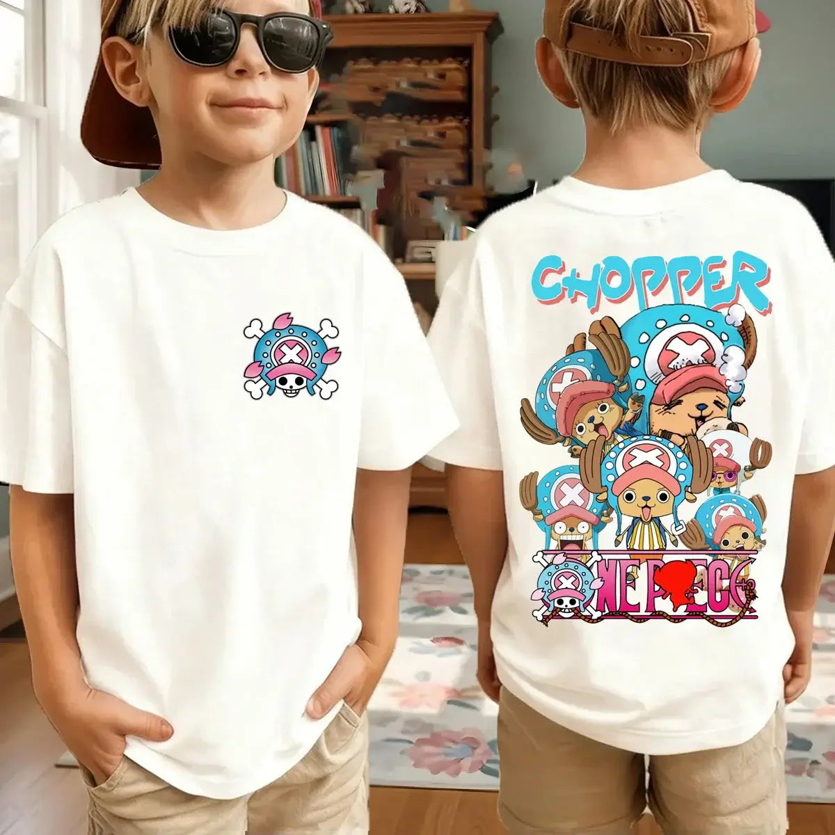Zoro kids t-shirt One Piece Harajuku pure cotton short sleeve summer top featuring Roronoa Zoro and Luffy anime print for boys