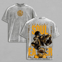 Death the Kid Soul Eater Manga Washed T-Shirt front and back view, featuring a unique design on soft cotton material.