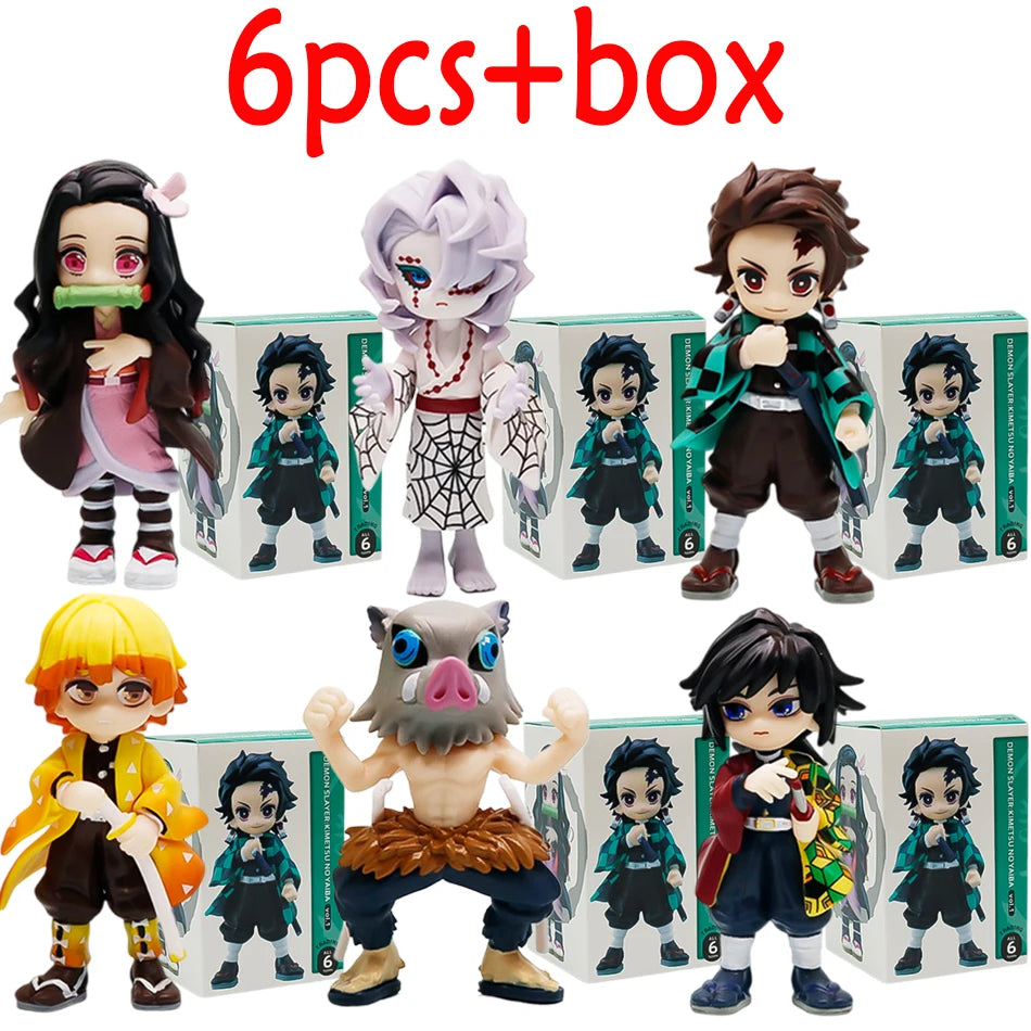 Demon Slayer Tanjiro Nezuko Blind Box PVC Figure Bandai 10cm statue ornament birthday Christmas gift