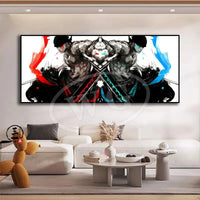 A high-quality One Piece decorative painting featuring Monkey D. Luffy, Roronoa Zoro, and Portgas D. Ace as a sofa background wall hanging.