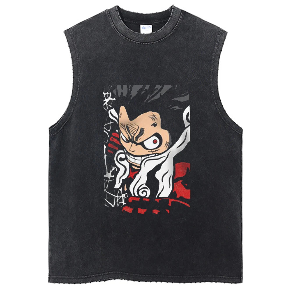 One Piece Vintage Washed Graphic Tank Top | Cotton Streetwear