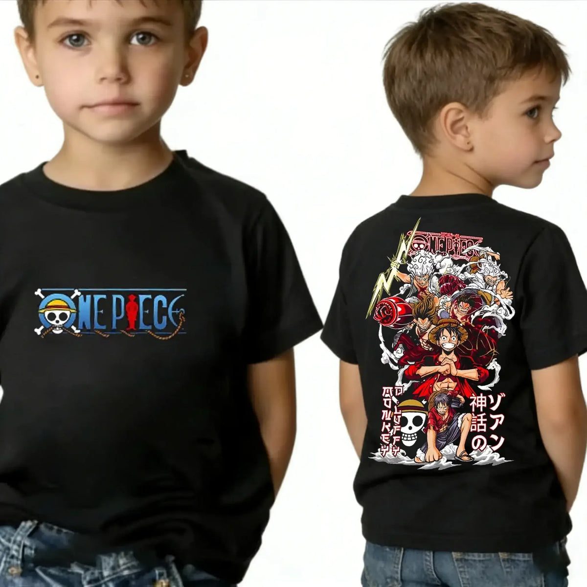 One Piece Kids T-Shirt Luffy Zoro Nami Chopper pure cotton short sleeve summer cartoon tee boys girls unisex sizes 100 to 160 CM birthday gift