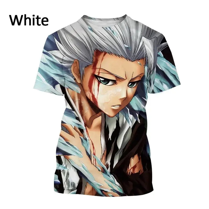 A 3D printed Ichigo Kurosaki T-shirt featuring a cool Japanese anime graphic, loose fit summer fashion for men and women.