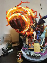 A dynamic Luffy Gear 3 Figure made of PVC, featuring glowing LED Red Roc fire effects, designed as a GK anime collectible statue.