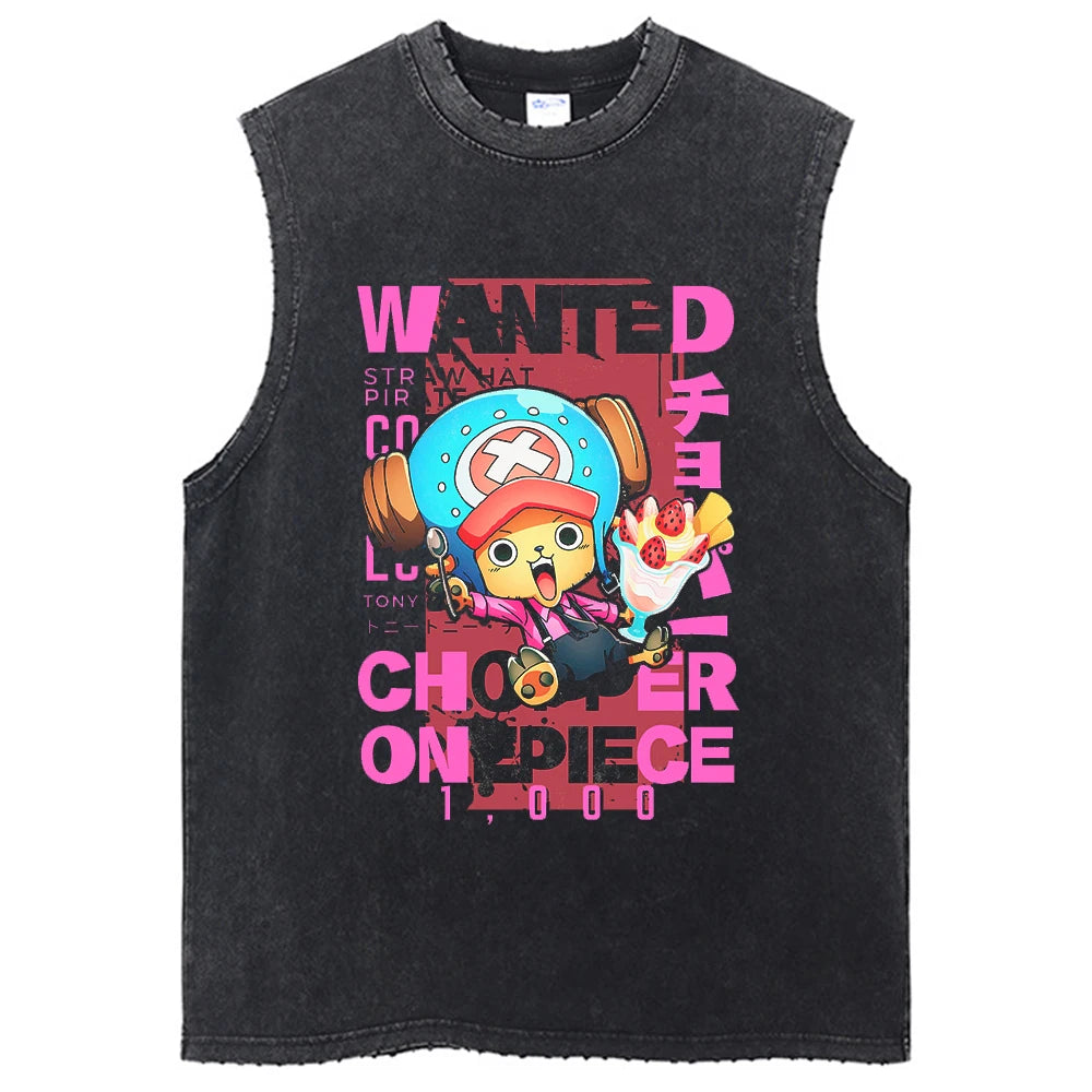 One Piece Vintage Washed Graphic Tank Top | Cotton Streetwear
