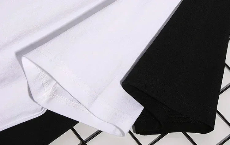 A loose-fit Nezuko Kamado T-shirt featuring a cute Demon Slayer graphic, designed as a parent-child matching outfit for summer.