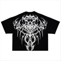 Oversized Cotton Tee Skull Print Unisex Streetwear Gym Top
