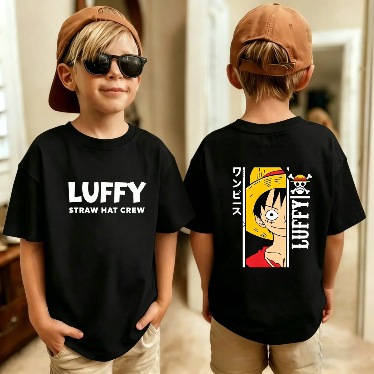 One Piece Kids T-Shirt Anime Luffy Zoro Chopper short sleeve cotton summer tee boys girls ages 7-13
