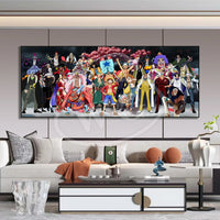 A high-quality One Piece decorative painting featuring Monkey D. Luffy, Roronoa Zoro, and Portgas D. Ace as a sofa background wall hanging.
