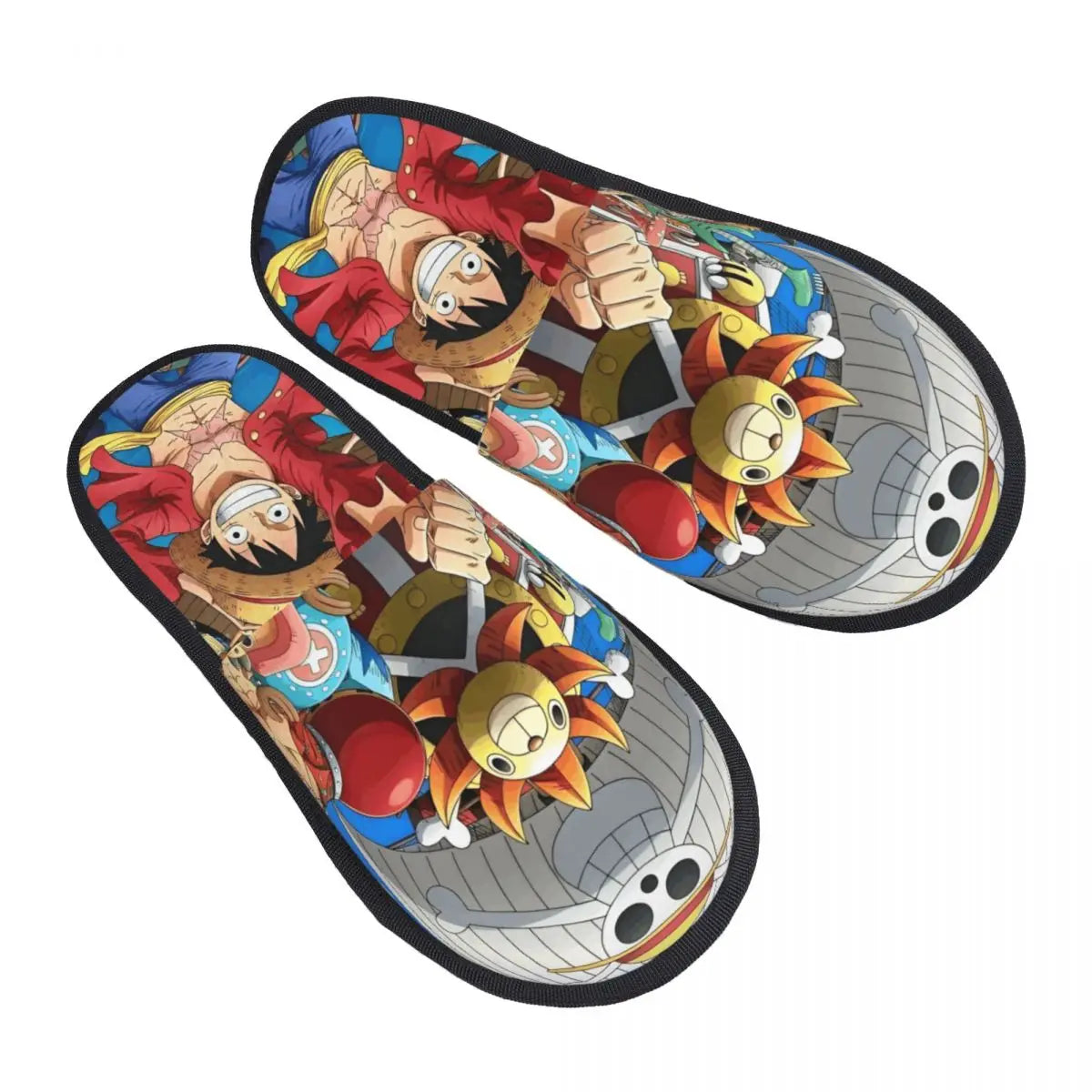 One Piece Luffy Memory Foam House Slippers cozy winter cotton non-skid bedroom slides anime gift