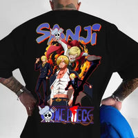 A trendy 2026 MINISO One Piece TShirt made of soft cotton, featuring a graphic print of Luffy, Zoro, and Sanji for men and women.