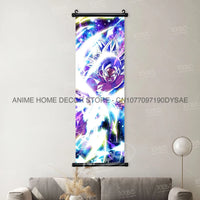 High-quality Dragon Ball Posters wall art scroll featuring Anime figures Goku, Vegeta, and Frieza for home decoration.