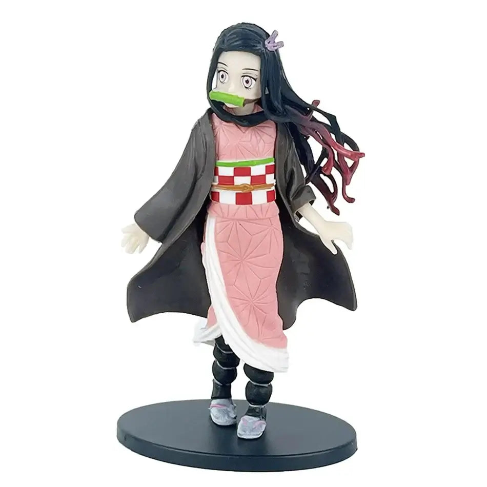 A highly detailed 16cm Demon Slayer Anime Figure made of premium PVC, showcasing Kamado Tanjiro in a dynamic warrior action pose for desktop decoration.