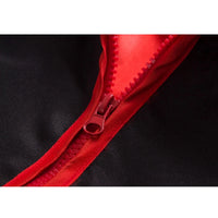 A long black Akatsuki Itachi Cloak cosplay costume featuring iconic red clouds and accessories, suitable for kids and adults for Halloween.