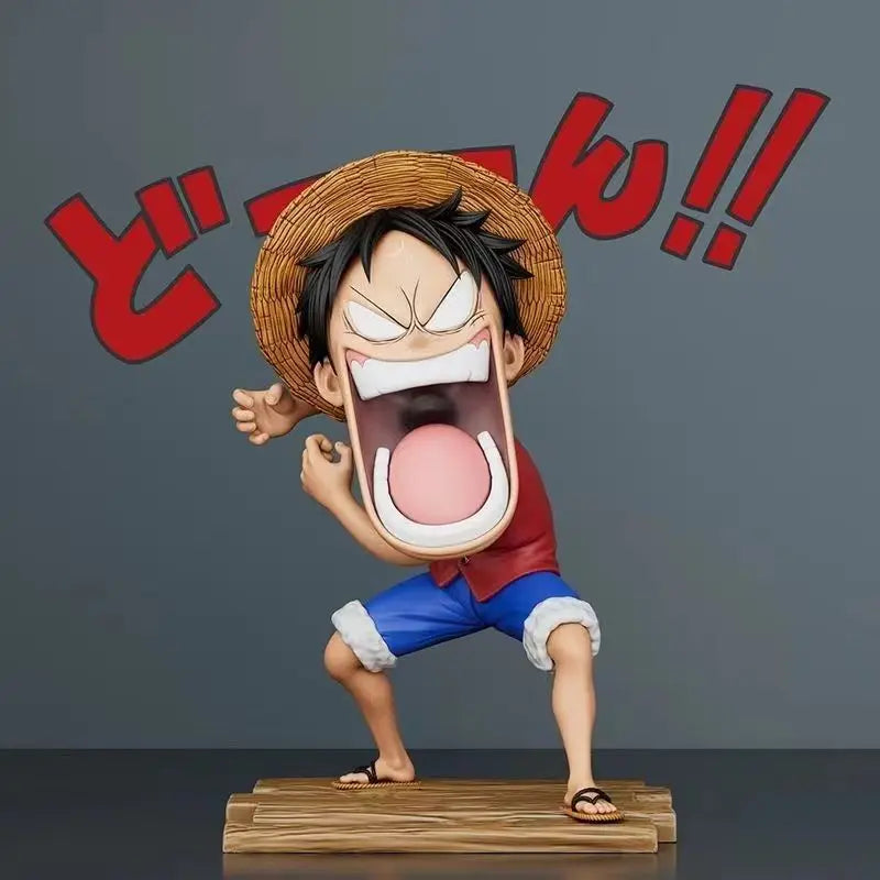 Close-up of One Piece Hungry Trio Luffy Zoro Sanji Figure Set character detail 15CM PVC model
