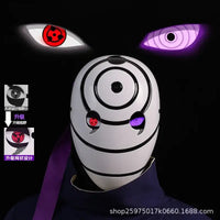 A highly imitative, high-gloss Obito Cosplay Mask featuring the Akatsuki Sharingan design for anime Halloween costumes and conventions.