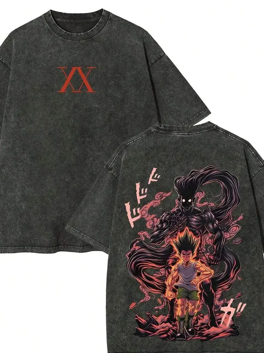 Hunter x Hunter Gon Freecss Print T-Shirt featuring oversized design and vibrant graphic on back.