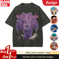 A vintage-style Naruto Washed T-Shirt made of premium distressed cotton, featuring a retro Japanese anime graphic for summer streetwear.