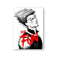 A retro style Hunter x Hunter Anime Poster printed on high-quality canvas featuring Gon and Killua, ideal for home decor and kids' bedrooms.
