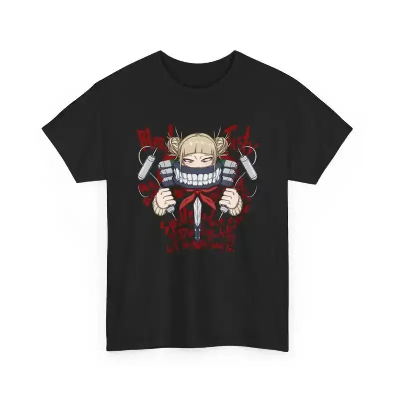 A vintage-style Himiko Toga T-Shirt featuring a comic book graphic of the My Hero Academia villain, designed as Y2K women's streetwear.