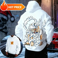 Luffy One Piece Oversized Cotton Hoodie featuring vibrant design on red fabric, perfect for stylish autumn and winter layering.