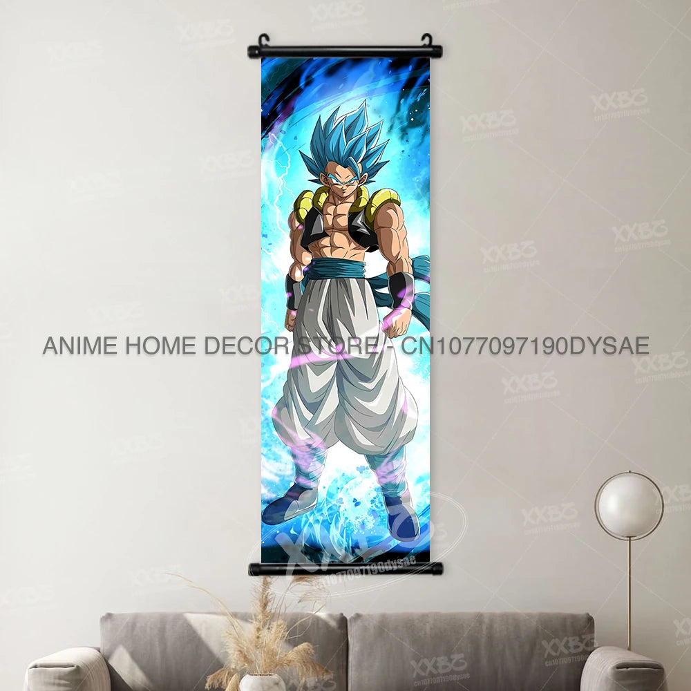 High-quality Dragon Ball Posters wall art scroll featuring Anime figures Goku, Vegeta, and Frieza for home decoration.