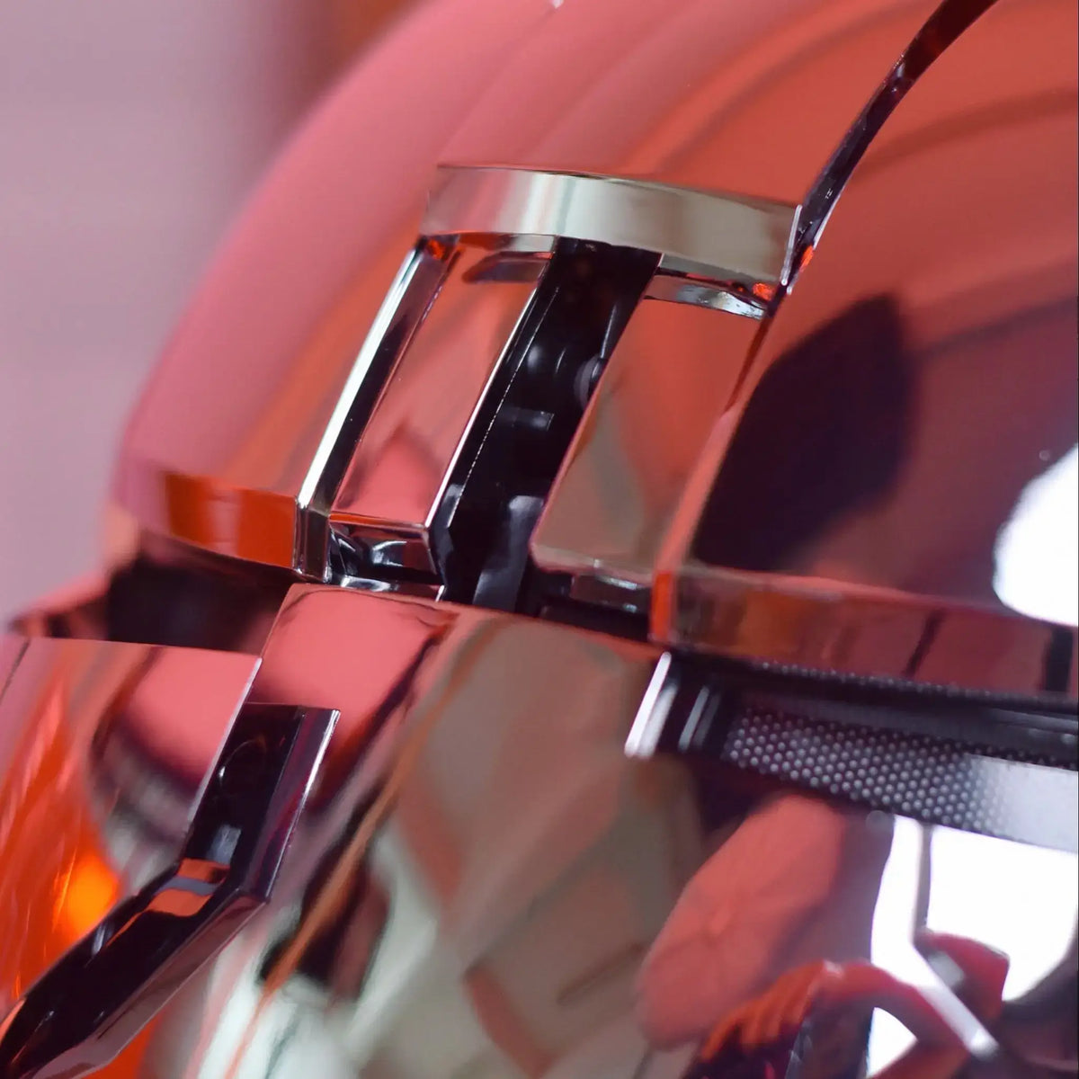 A wearable AutoKing Iron Man Helmet (Mk5) featuring voice-controlled opening face plates and glowing LED eyes for adult cosplay and display.
