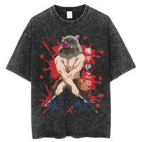 A trendy oversized Demon Slayer Hooded Sweatshirt featuring colorful anime character graphics, designed as casual autumn streetwear for men and women.