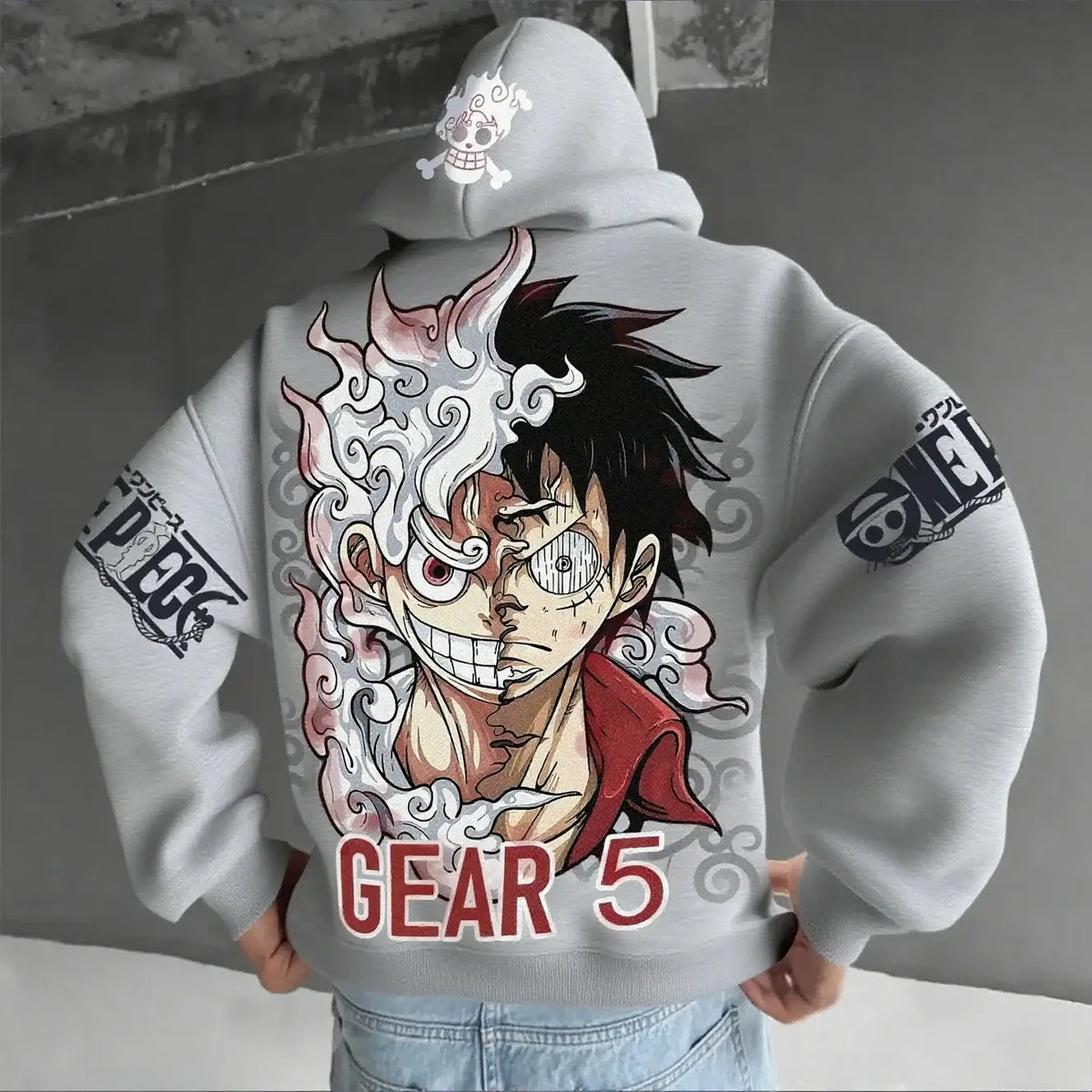 One Piece Luffy Gear 5 Nika Oversized Anime Hoodie
