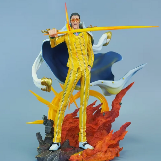 One Piece Kizaru Borsalino PVC Action Figure displayed on shelf anime collector desktop ornament