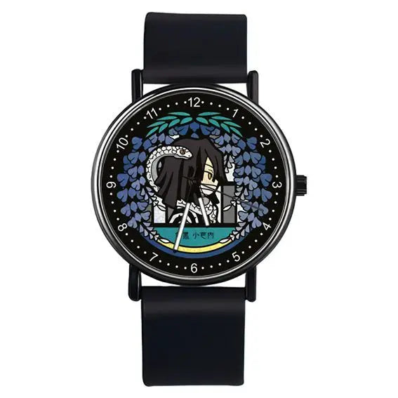 Close-up of Demon Slayer Nezuko Sanemi Anime Student Analog Watch dial character detail