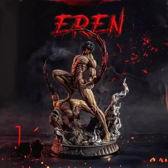 Eren Jaeger Figure standing triumphantly over defeated Titan, 29cm Attack on Titan anime statue.