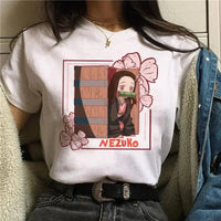 A Demon Slayer T Shirt for Women, a female Kimetsu No Yaiba graphic tee with a Nezuko and Tanjirou Kamado print.