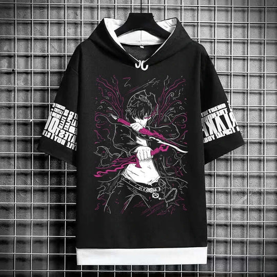 Solo Leveling Anime Graphic T-Shirt Korean Fashion black manga short sleeve men breathable