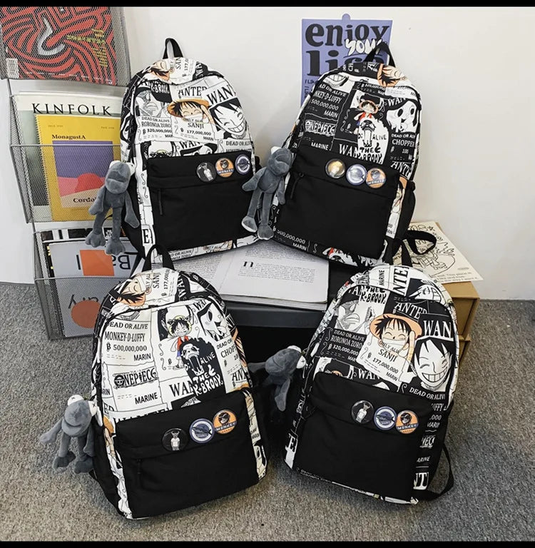One Piece Luffy Anime Backpack school laptop travel bag men women bold print gift