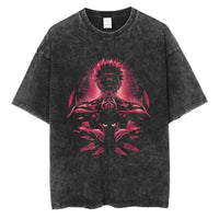 Jujutsu Kaisen Vintage Washed Cotton T-Shirt featuring bold graphic design and relaxed fit for anime fans.
