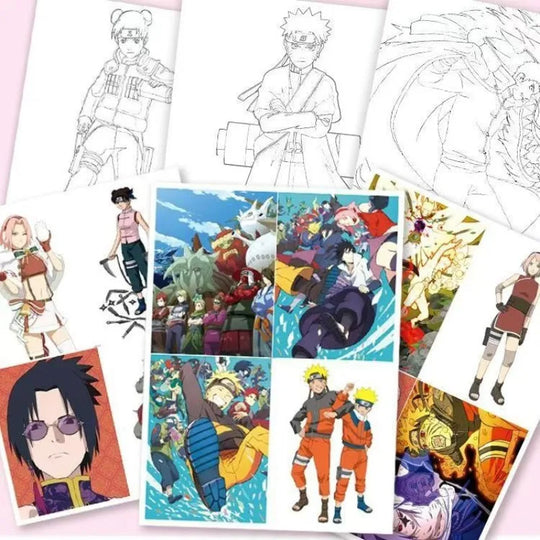 Naruto Characters Art Book Drawing Skills open pages colorful anime cartoon drawing guide
