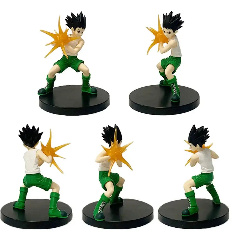 High-quality Hunter x Hunter Anime Figures featuring Gon Freecss, Killua Zoldyck, and Kurapika in dynamic action poses for adult room decor.